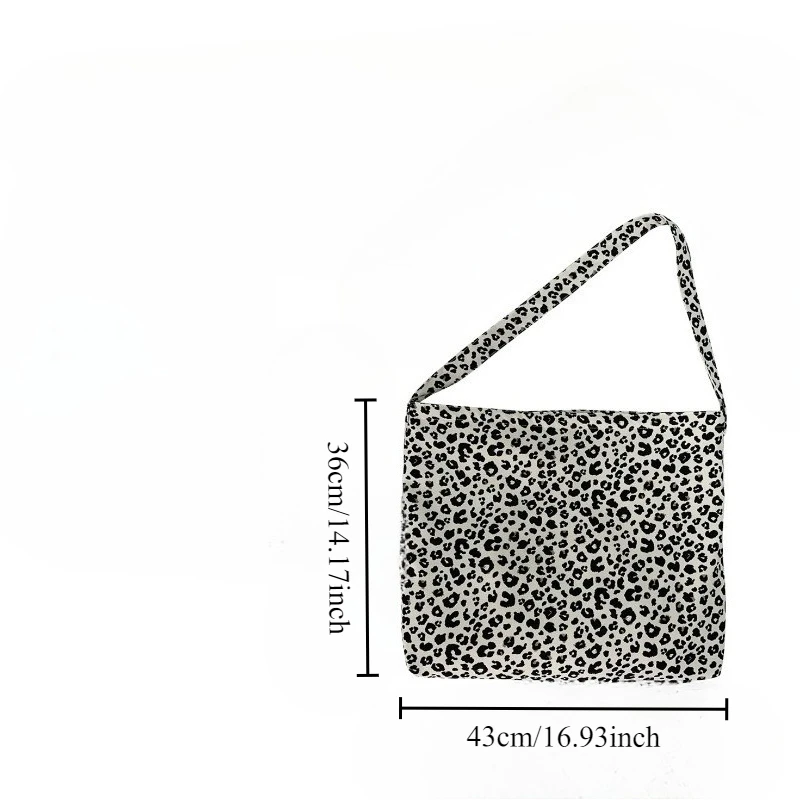 Sac cabas léopard femme blanc en toile polyester – avec poche intérieure pour téléphone – Image 4