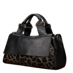 Sac à main bandoulière léopard femme noir – fermeture zippée