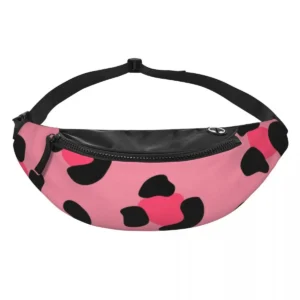 Sac banane léopard unisexe rose en nylon et polyester