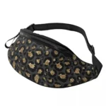 Sac banane léopard unisexe noir en polyester