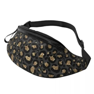 Sac banane léopard unisexe noir en polyester