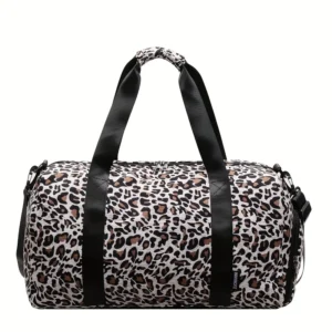 sac de sport léopard blanc marron