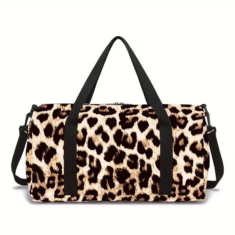 sac de sport léopard marron clair