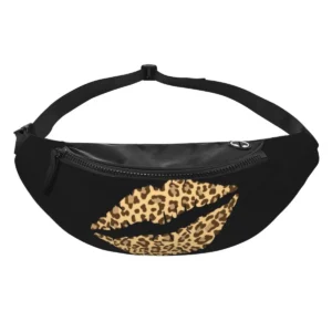 Sac banane léopard unisexe noir en polyester