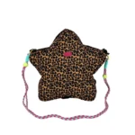Sac bandoulière léopard unisexe marron en nylon et polyester – capacité inférieure à 20 litres, fermeture zippée