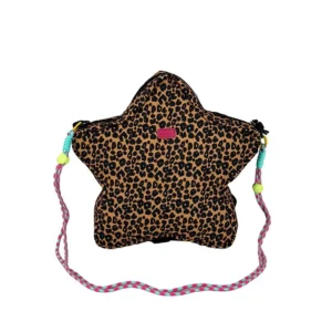 Sac bandoulière léopard unisexe marron en nylon et polyester – capacité inférieure à 20 litres, fermeture zippée