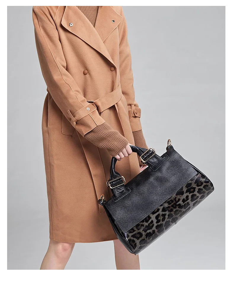 Sac à main bandoulière léopard femme noir – fermeture zippée – Image 4