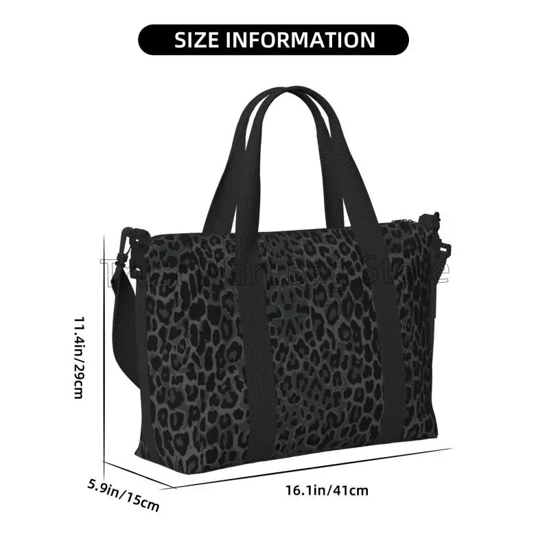 Sac de sport léopard unisexe noir en polyester – Image 2
