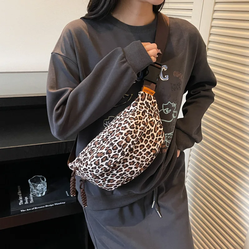 Léopard Blanc marron sac banane