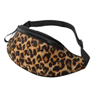 Sac banane léopard unisexe marron en toile