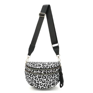 sac banane léopard blanc noir