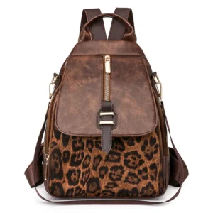 sac a dos léopard femme chic marron foncé
