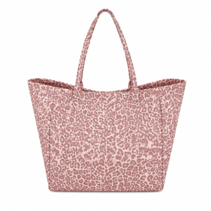 Sac cabas léopard femme rose en toile polyester – avec poche intérieure pour téléphone