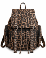 Sac à dos léopard femme marron en polyester
