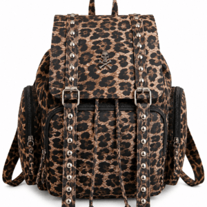 Sac à dos léopard femme marron en polyester