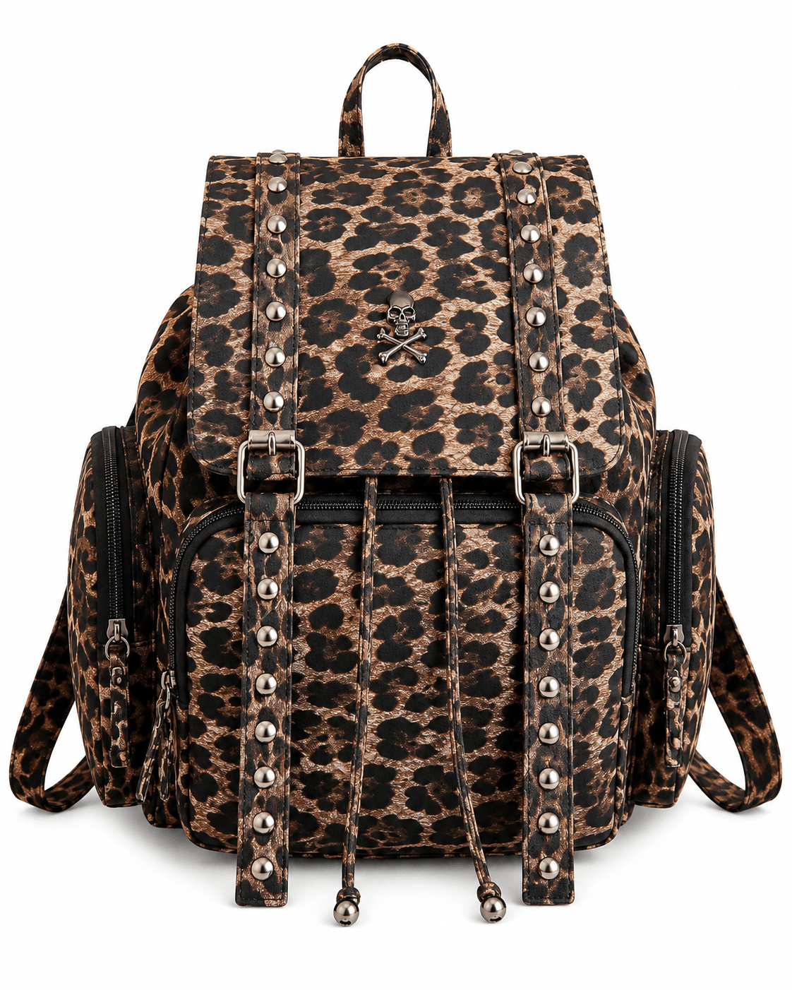Sac à dos léopard femme marron en polyester