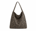 Sac cabas léopard femme marron en toile polyester – avec poche intérieure pour téléphone