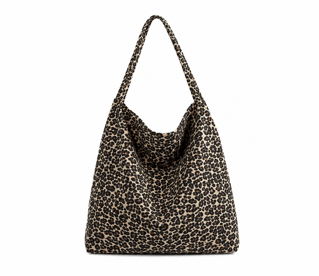 Sac cabas léopard femme marron en toile polyester – avec poche intérieure pour téléphone