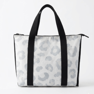 Sac de sport léopard unisexe blanc en polyester – grande capacité